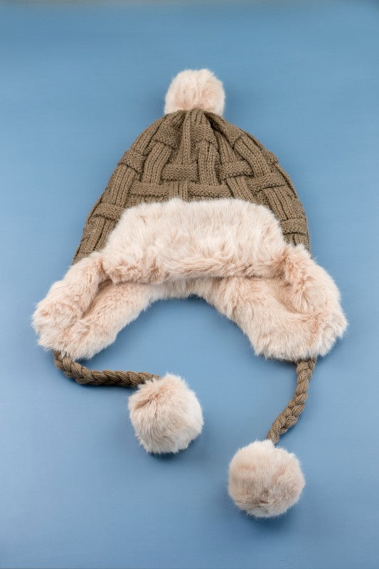 TEEK - Cable Weave Pom Trapper Hat HAT TEEK FG