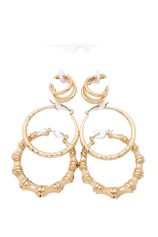 TEEK - 3 PC Bamboo Hoop Earrings Set JEWELRY TEEK FG