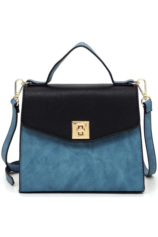 TEEK - Colorblock Twist Lock Flap Satchel BAG TEEK FG