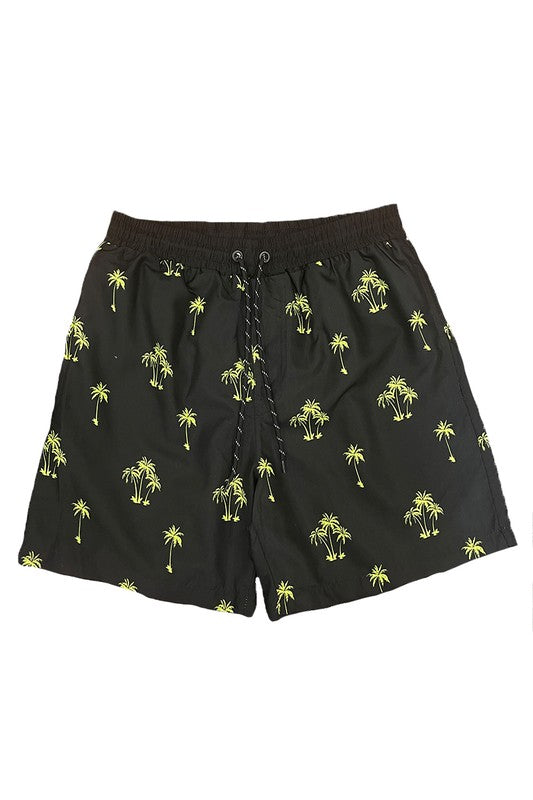 TEEK - Black Palm Tree Print Swim Shorts SWIMWEAR TEEK FG
