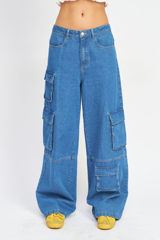TEEK - WIDE LEG DENIM PANTS WITH POCKETS JEANS TEEK FG S