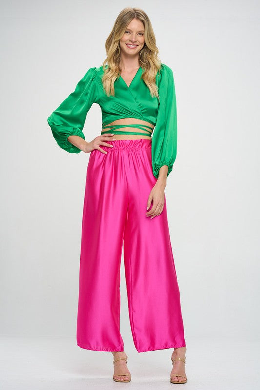 TEEK - Silky Satin Wrap Crop Tied Top TOPS TEEK FG