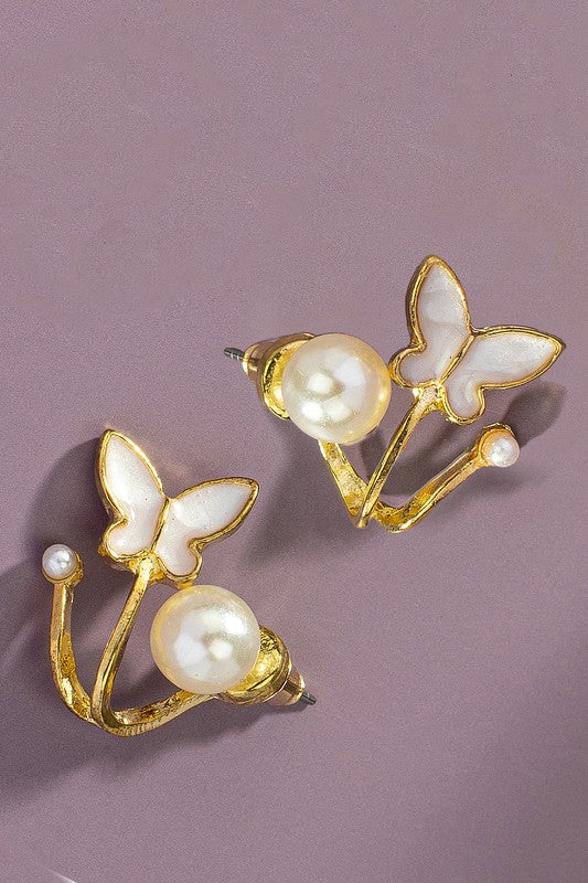 TEEK - Pearl Stud Butterfly Ear Jackets JEWELRY TEEK FG