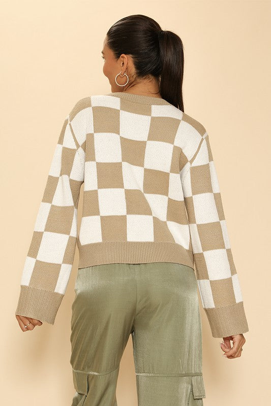 TEEK - Sand Multicolor Checkered Sweater TOPS TEEK FG