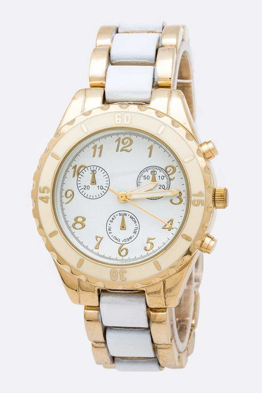 TEEK - Gold/White 2 Tone Metal Bracelet Watch WATCH TEEK FG