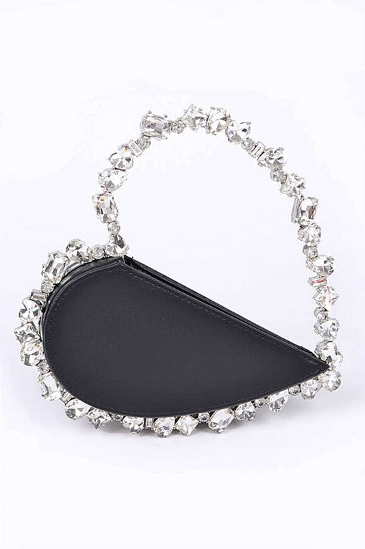 TEEK - Crystal Handle Heart Shape Clutch BAG TEEK FG Black