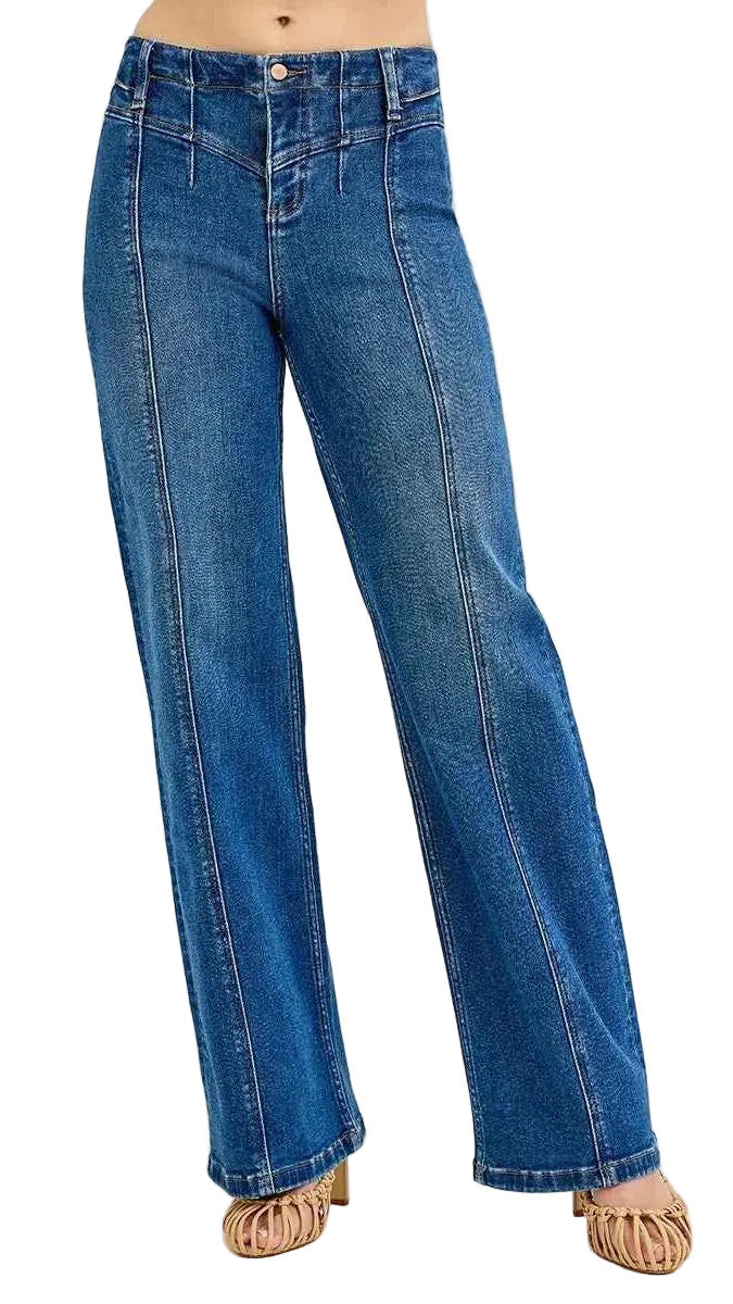 TEEK - Seam Detail Wide Leg Jeans JEANS TEEK Trend