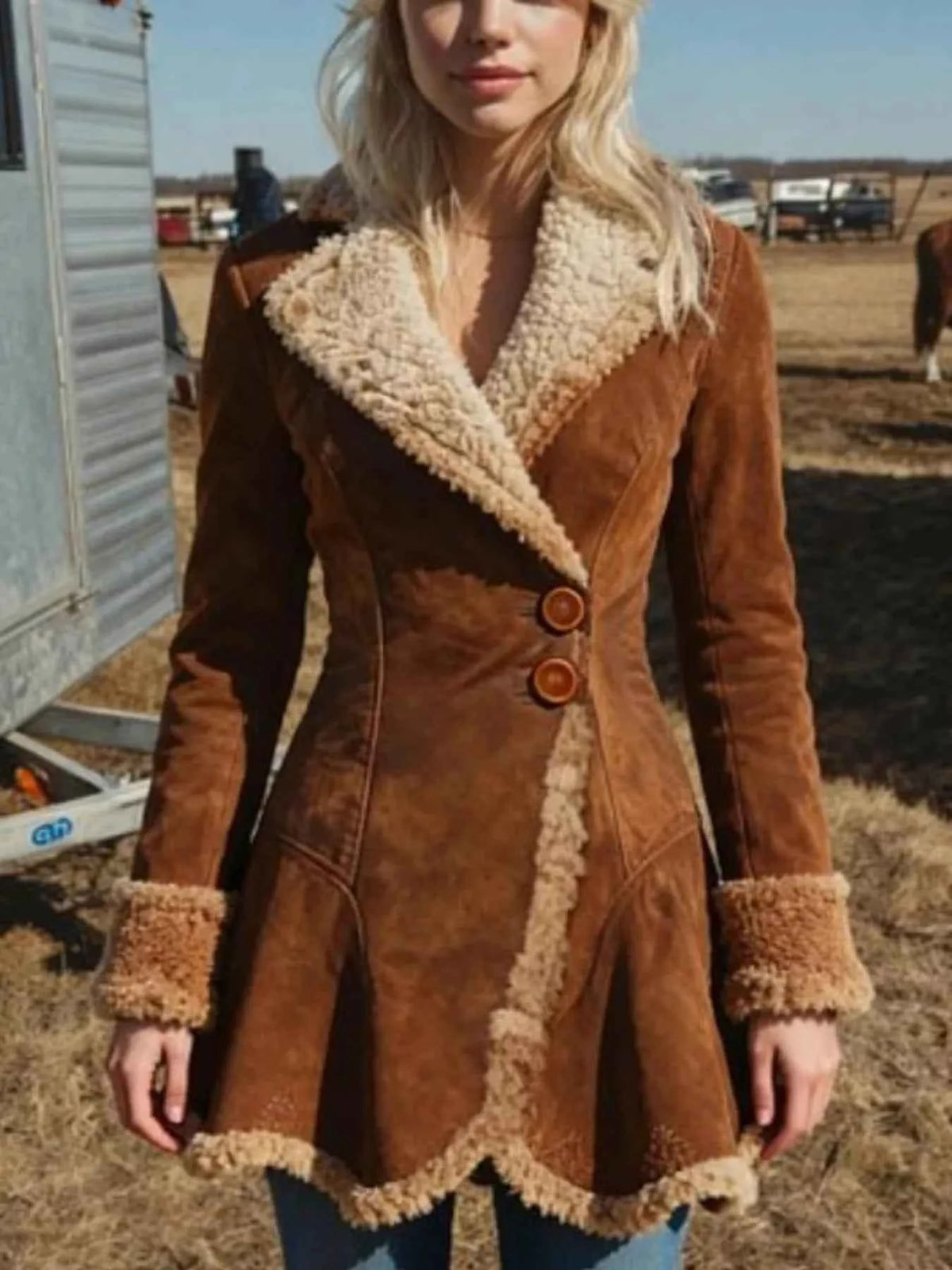 TEEK - Vintage Suede Sherpa Trimmed Winter Coat COAT TEEK Trend