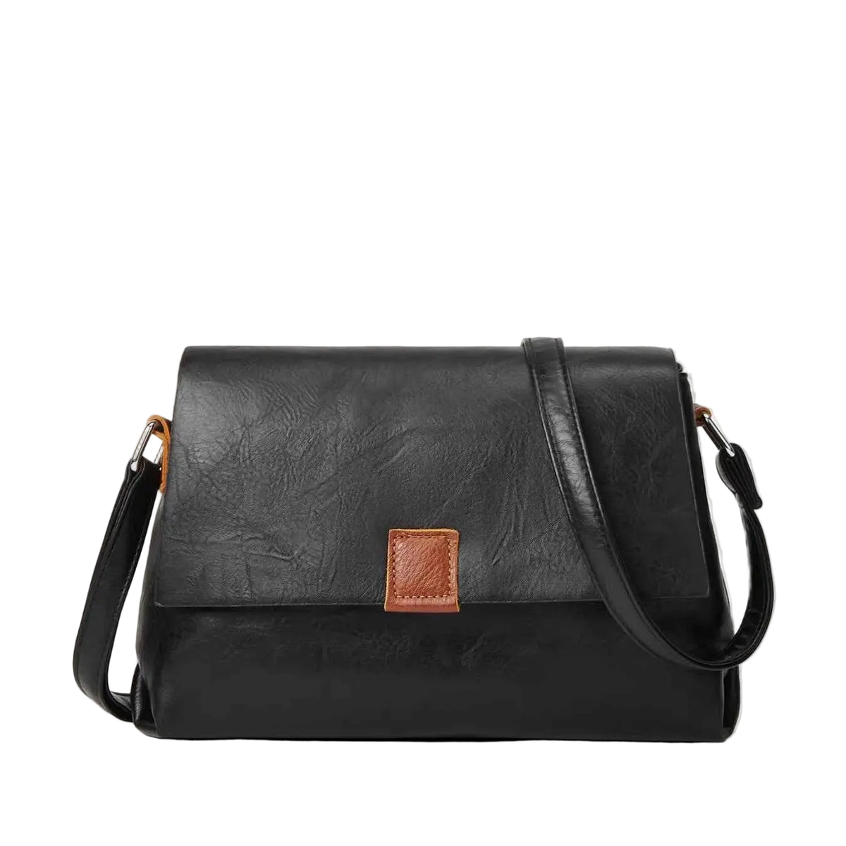 TEEK - Vintage PU Leather Flap Crossbody Bag Trendsi Black ONESIZE