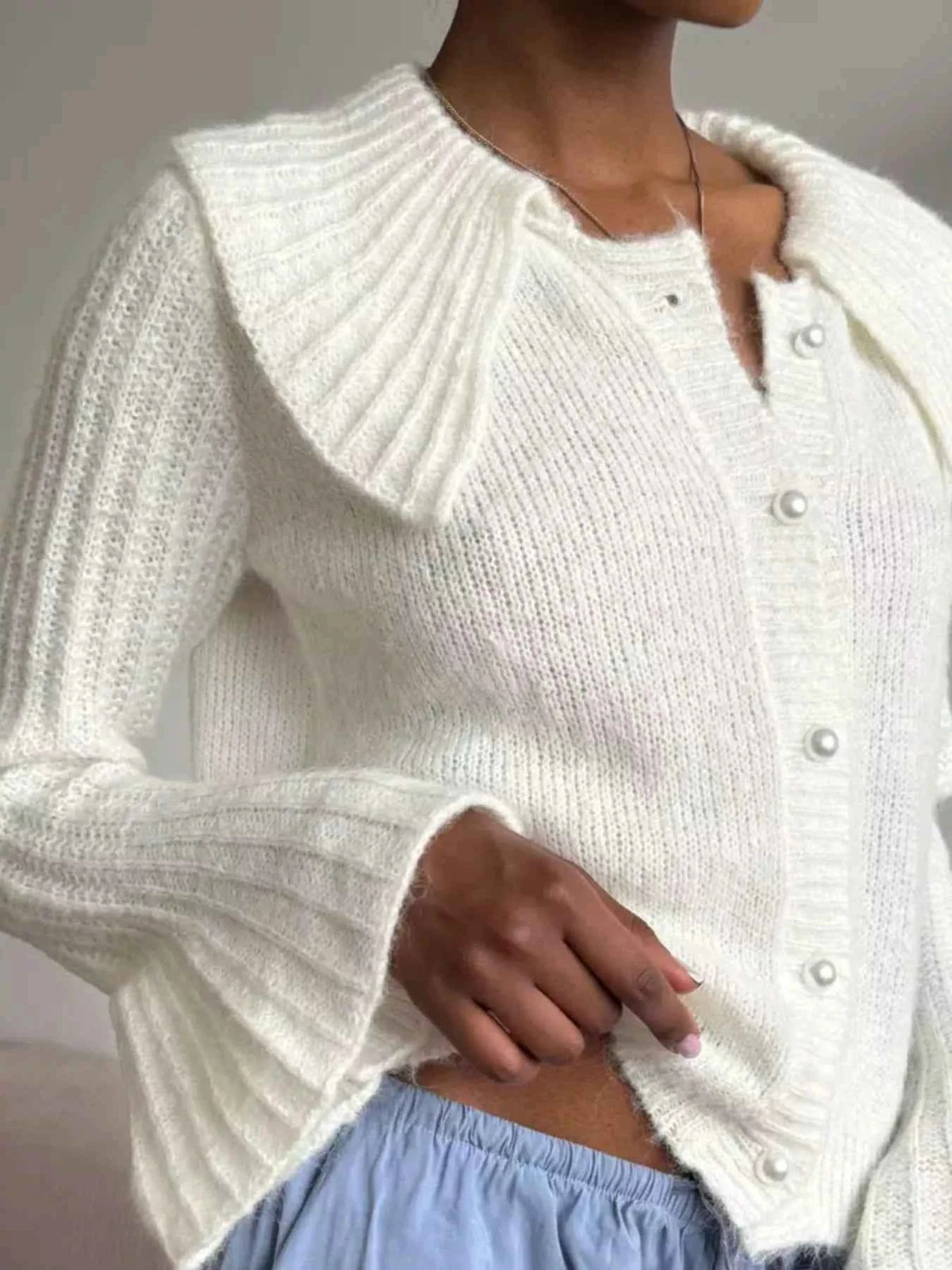 TEEK - Button Up Flare Sleeve Cardigan TOPS TEEK Trend