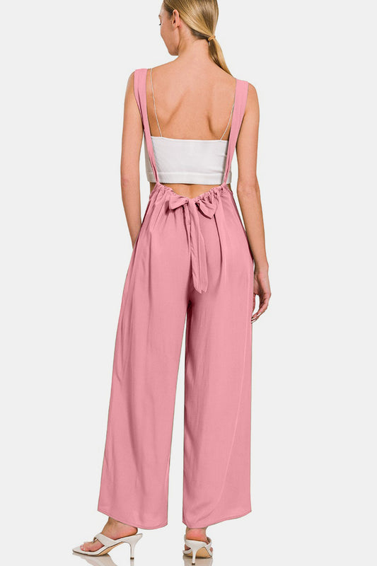 TEEK - Light Rose Pocketed Wide Strap Wide Leg Overalls OVERALLS TEEK Trend