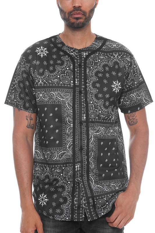 TEEK - Bandana Print Baseball Jersey TOPS TEEK FG
