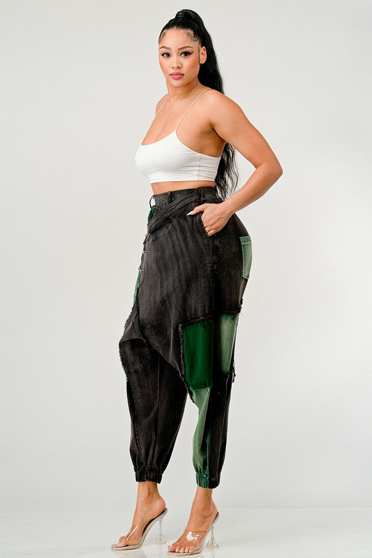 TEEK - Green Multicolor Punk Style Loose Washed Pants PANTS TEEK FG   