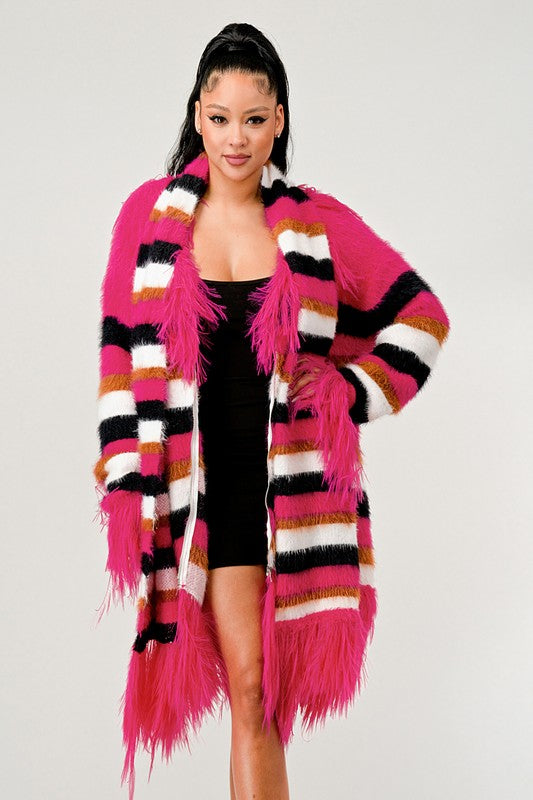 TEEK - Fuzzy Striped Sweater COAT TEEK FG