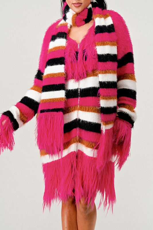 TEEK - Fuzzy Striped Sweater COAT TEEK FG S