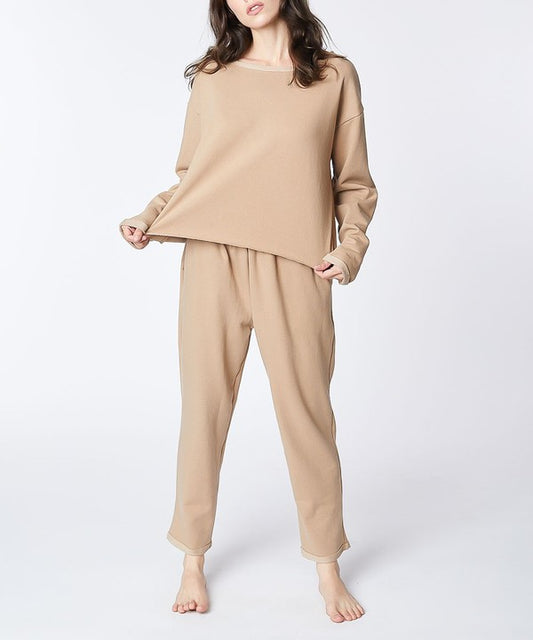TEEK - RECYCLED COTTON LOUNGEWEAR SET SET TEEK FG TAUPE S