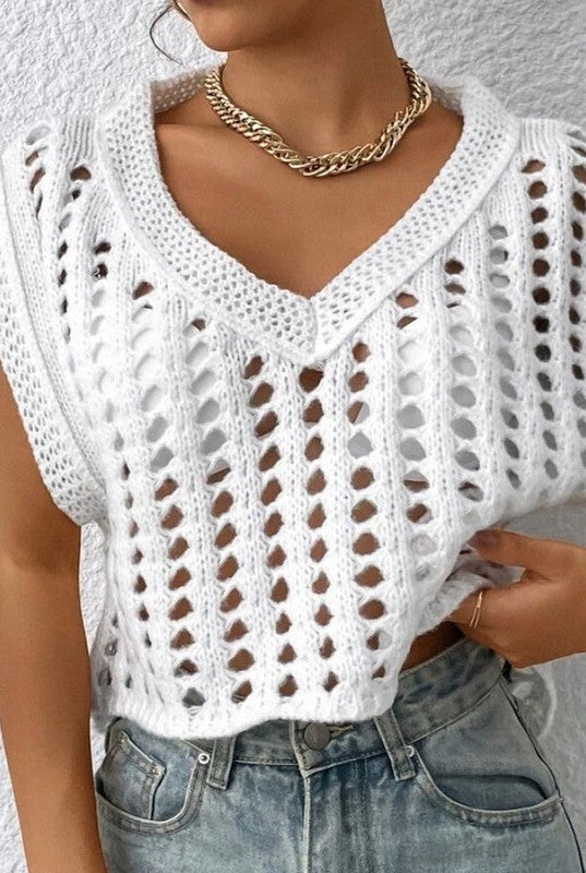 TEEK - Crochet Sweater Vest SWEATER TEEK FG S  