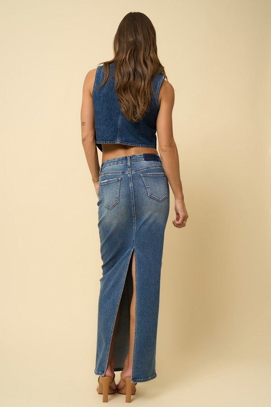 TEEK - DARK DENIM SUPER LONG MAXI SKIRT JEANS TEEK FG