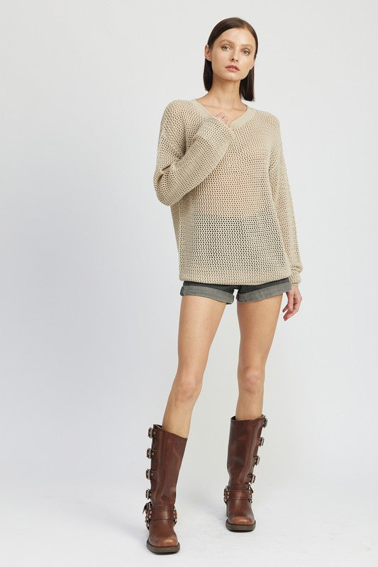 TEEK - CROCHET LONG SLEEVE TOP TOPS TEEK FG
