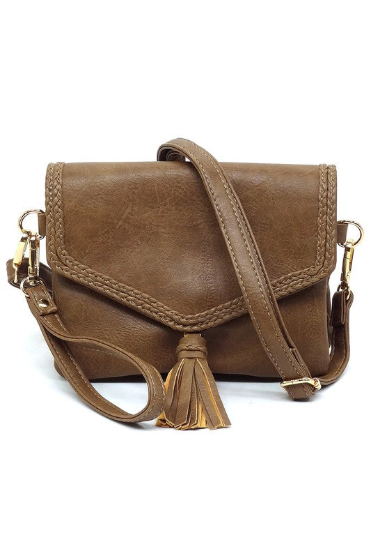 TEEK - Fashion Tassel Flap Envelope Crossbody Bag BAG TEEK FG STONE