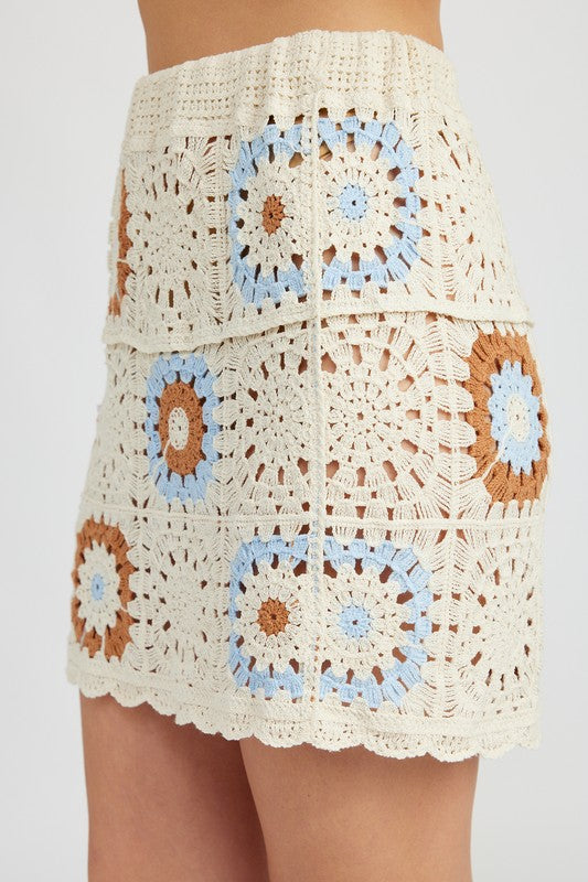 TEEK - CREAM COMBO HIGH WAIST CROCHET MINI SKIRT SKIRT TEEK FG
