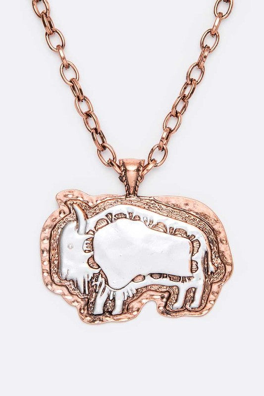 TEEK - 2 Tone Bull Pendant Necklace Set JEWELRY TEEK FG Copper