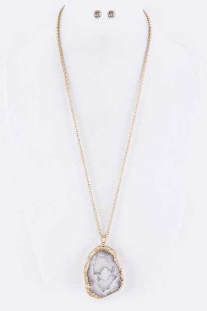 TEEK - White Druzy Slice Necklace Set JEWELRY TEEK FG