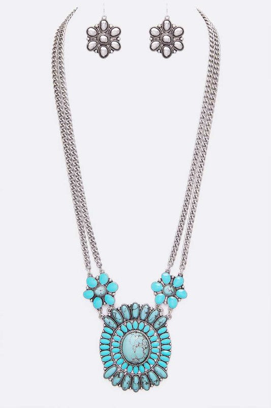 TEEK - Western Large Stone Pendant Necklace Set JEWELRY TEEK FG