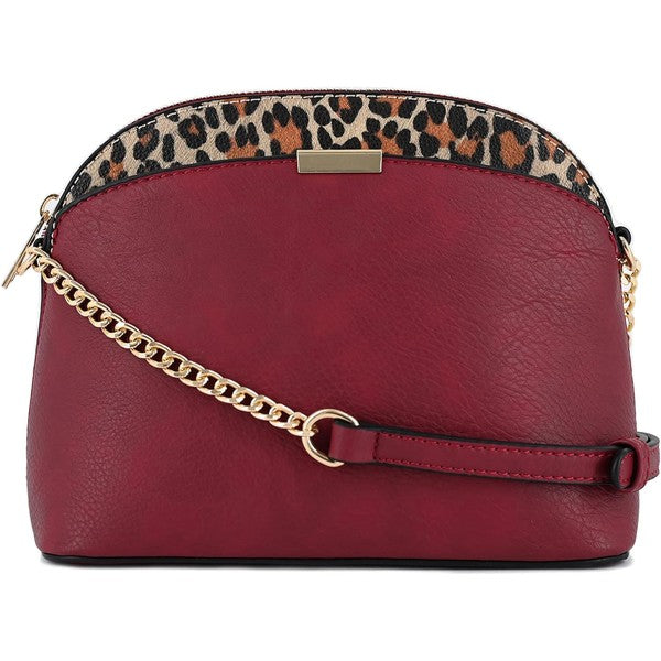 TEEK - Leopard Top Dome Crossbody Bag BAG TEEK FG WINE