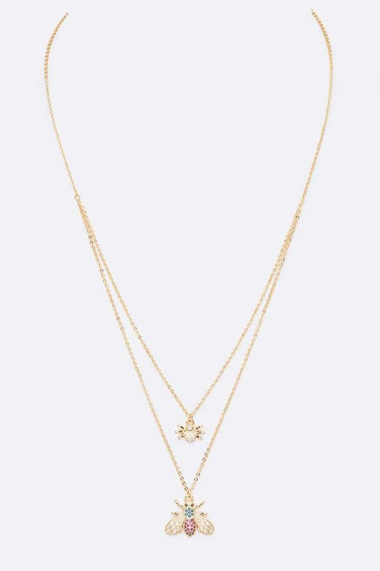 TEEK - Cubic Zirconia Bee Layered Gold Necklace JEWELRY TEEK FG