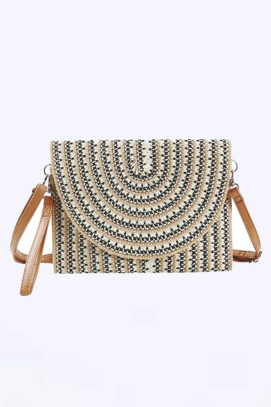 TEEK - Stripe Straw Convertible Clutch Swing Bag BAG TEEK FG Taupe