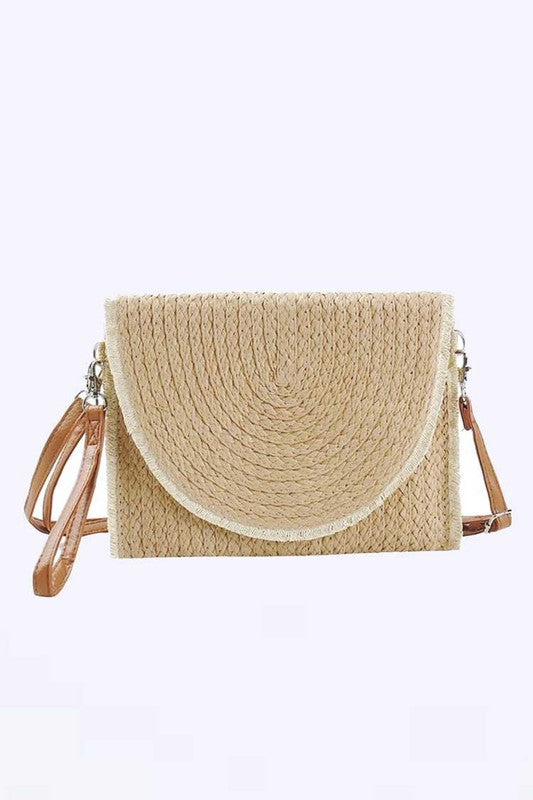 TEEK - Solid Color Straw Convertible Swing Clutch Bag BAG TEEK FG Taupe