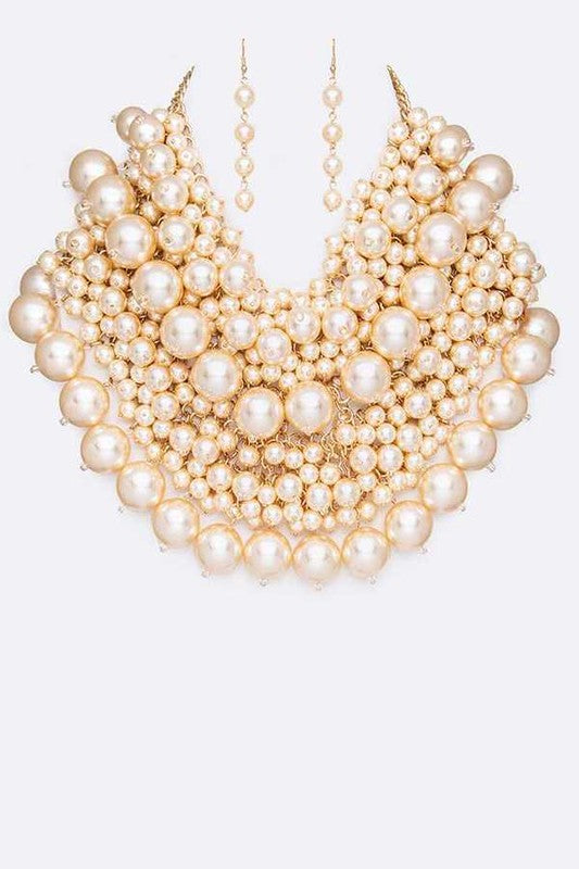 TEEK - Zillion Pearls Statement Necklace Set JEWELRY TEEK FG Gold/ Cream