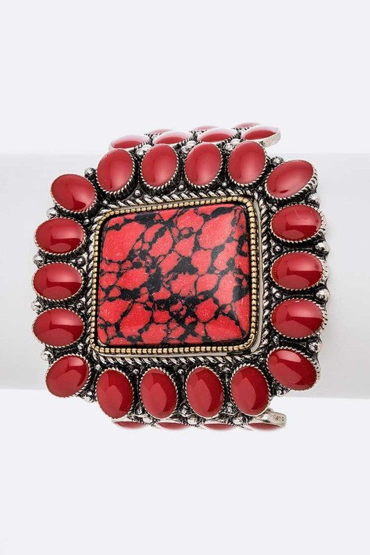 TEEK - Genuine Stone Stretch Bracelet JEWELRY TEEK FG Red