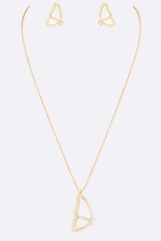 TEEK - MOP CZ Butterfly Wing Necklace Set JEWELRY TEEK FG