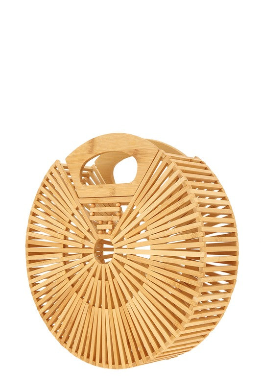 TEEK - Khaki Natural Bamboo Ark Hand Round Clutch BAG TEEK FG