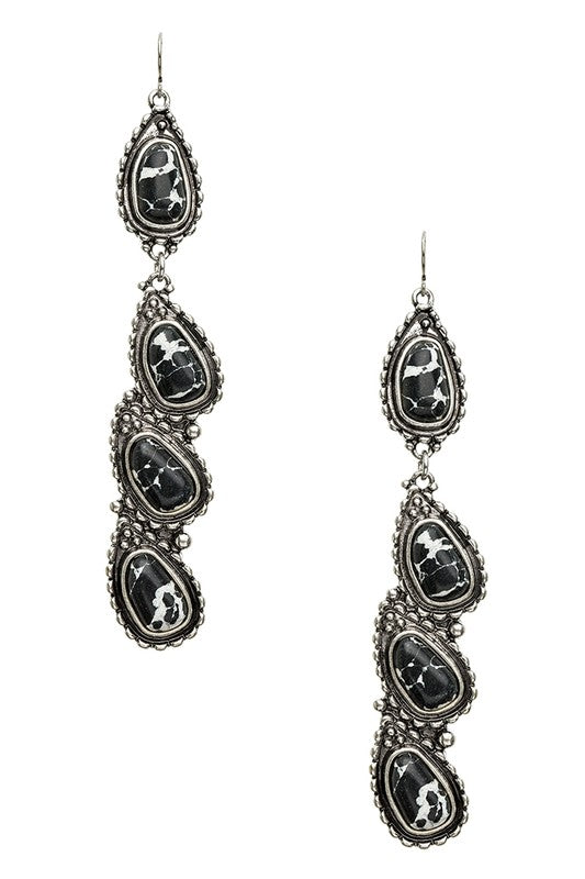 TEEK - Western Stone Drop Earrings JEWELRY TEEK FG Silver/Black