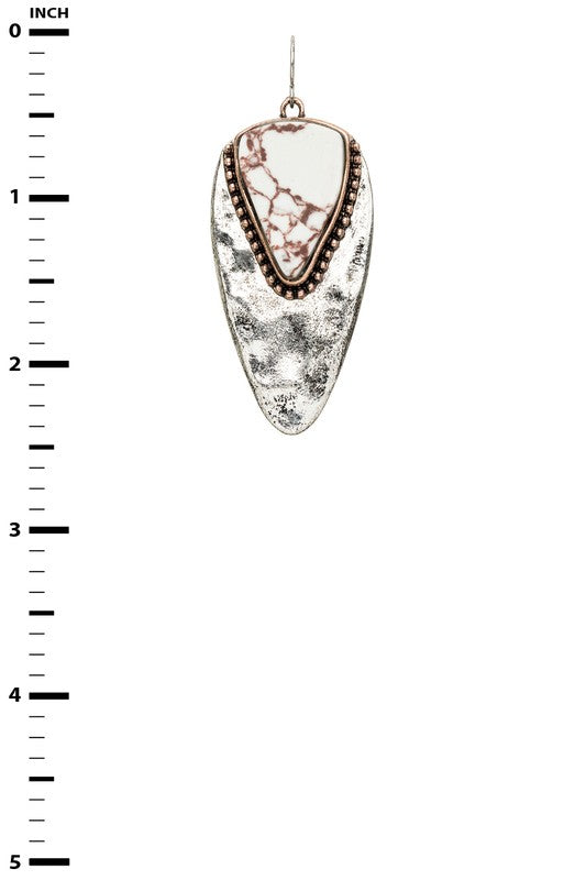 TEEK - Stone Embedded Hammered Metal Earrings JEWELRY TEEK FG