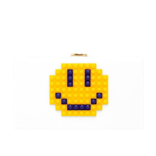 TEEK - Pixelated Smiley Face Clutch Evening Bag BAG TEEK FG WHITE
