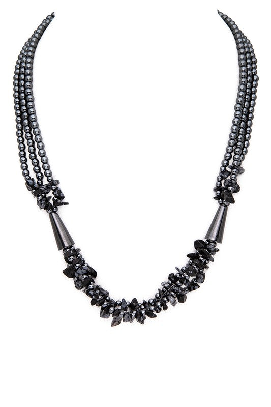 TEEK - Twisted Chip Stone Hematite Iconic Necklace JEWELRY TEEK FG Black