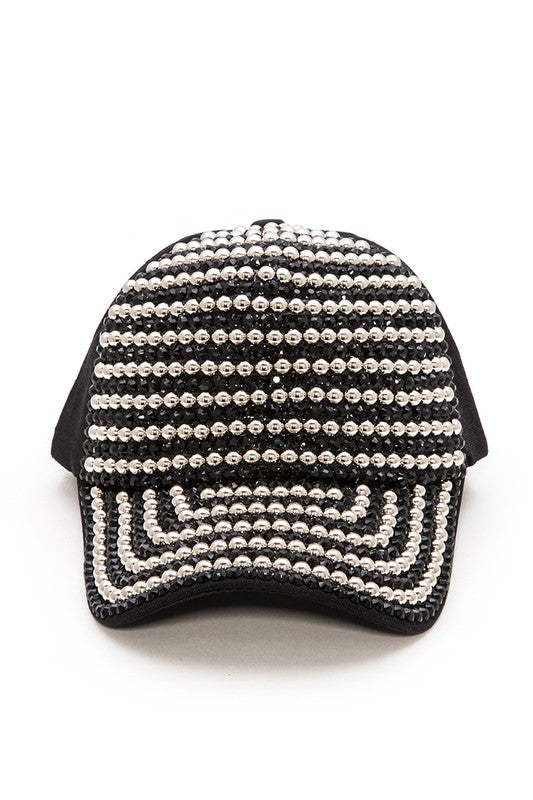 TEEK - Rhinestone Studded Fashion Cap HAT TEEK FG Black/Silver