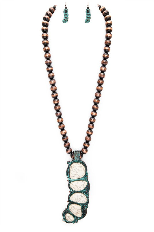 TEEK - Oversize Stone Western Long Copper Necklace Set JEWELRY TEEK FG
