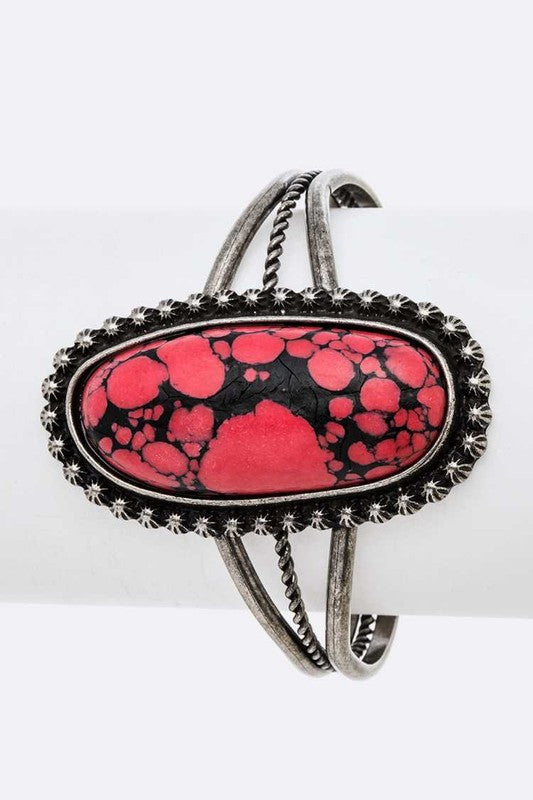 TEEK - Oval Stone Bangle JEWELRY TEEK FG Red