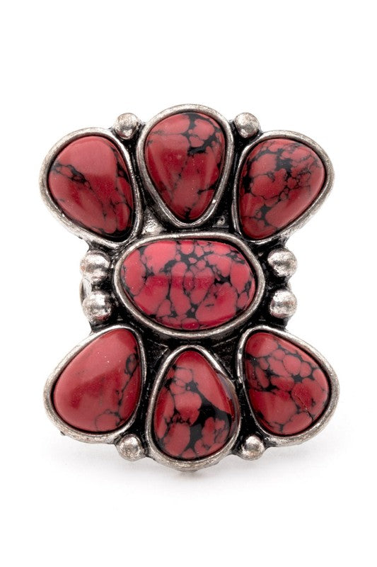 TEEK - Iconic Western Stone Stretch Ring JEWELRY TEEK FG Red