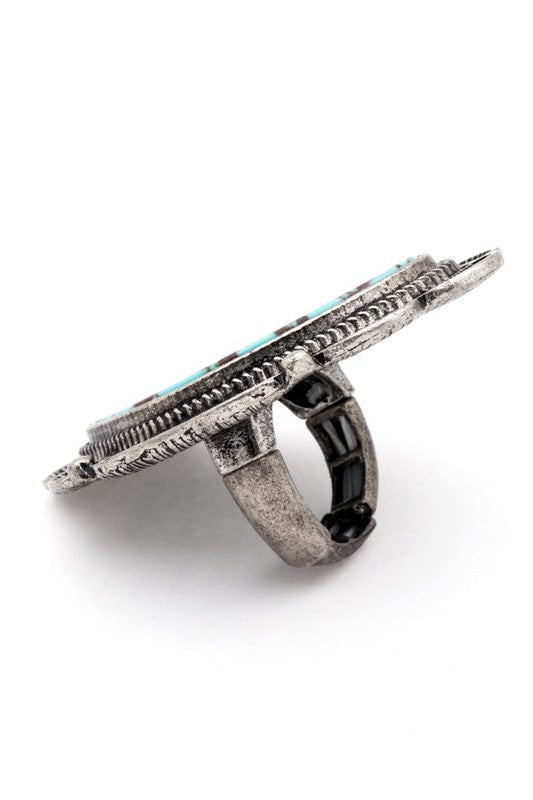 TEEK - Patina Finish Western Stone Stretch Ring JEWELRY TEEK FG