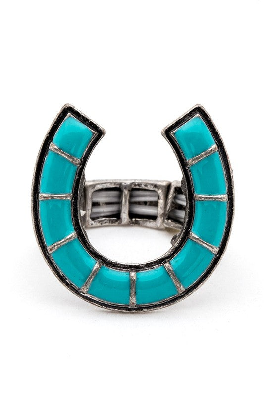 TEEK - Horse Shoe Iconic Western Stretch Ring JEWELRY TEEK FG Turquoise