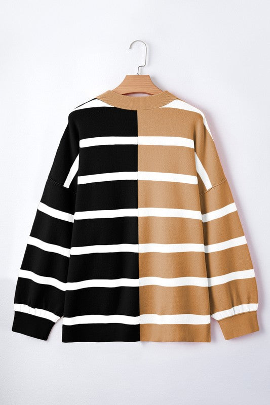 TEEK - Striped Colorblock Drop Shoulder Sweater TOPS TEEK FG
