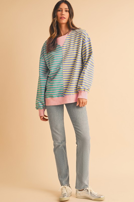 TEEK - Colorblock Drop Shoulder Oversize Sweatshirt TOPS TEEK FG