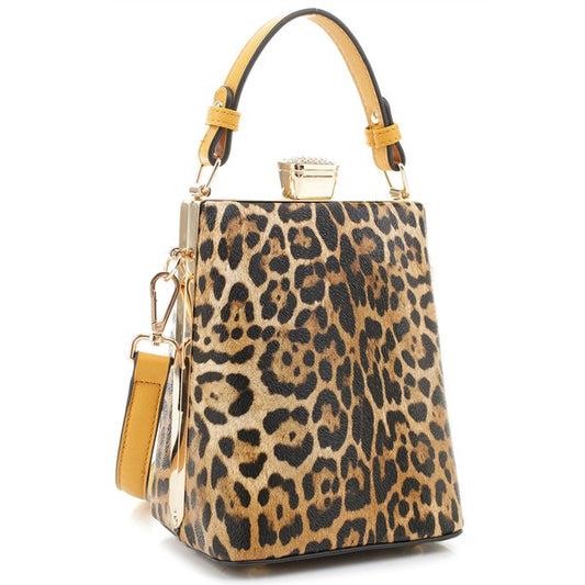 TEEK - Leopard Frame Crossbody Satchel BAG TEEK FG LEO/MUSTARD