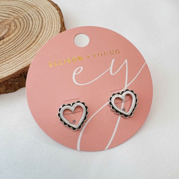TEEK - Preciously Scallop Edged Heart Earrings JEWELRY TEEK FG
